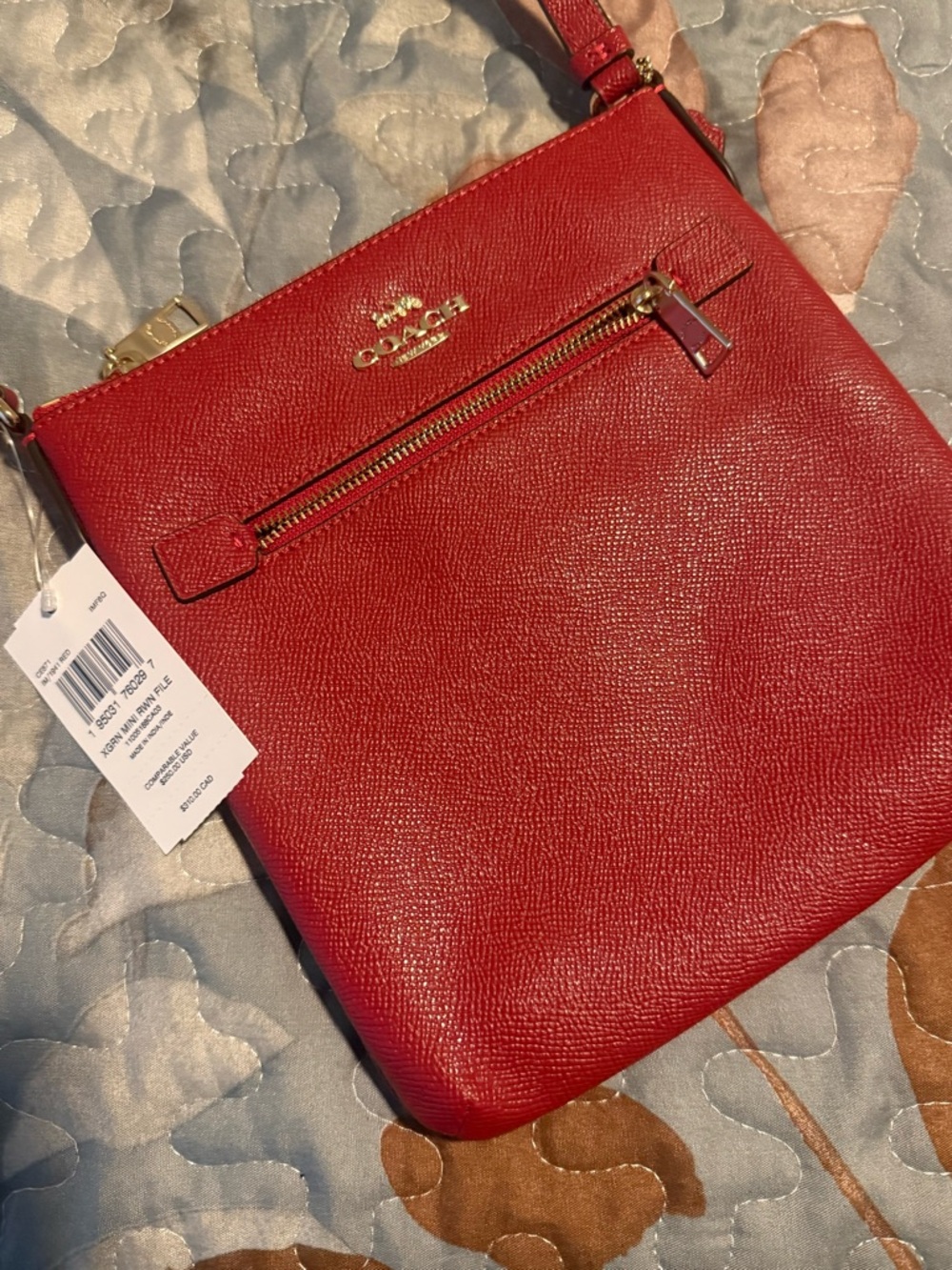 Coach Crossbody Bag in Red with Gold Hardware - Picture 2 of 7